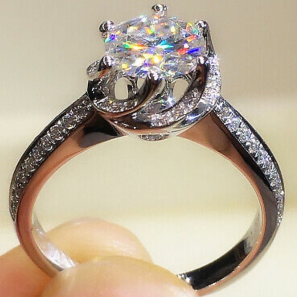 New 925 Sterling silver diamond stone Ring - Picture 3 of 5